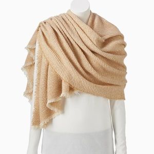 Lauren Conrad Fringe Blanket Scarf Wrap Camel Tan